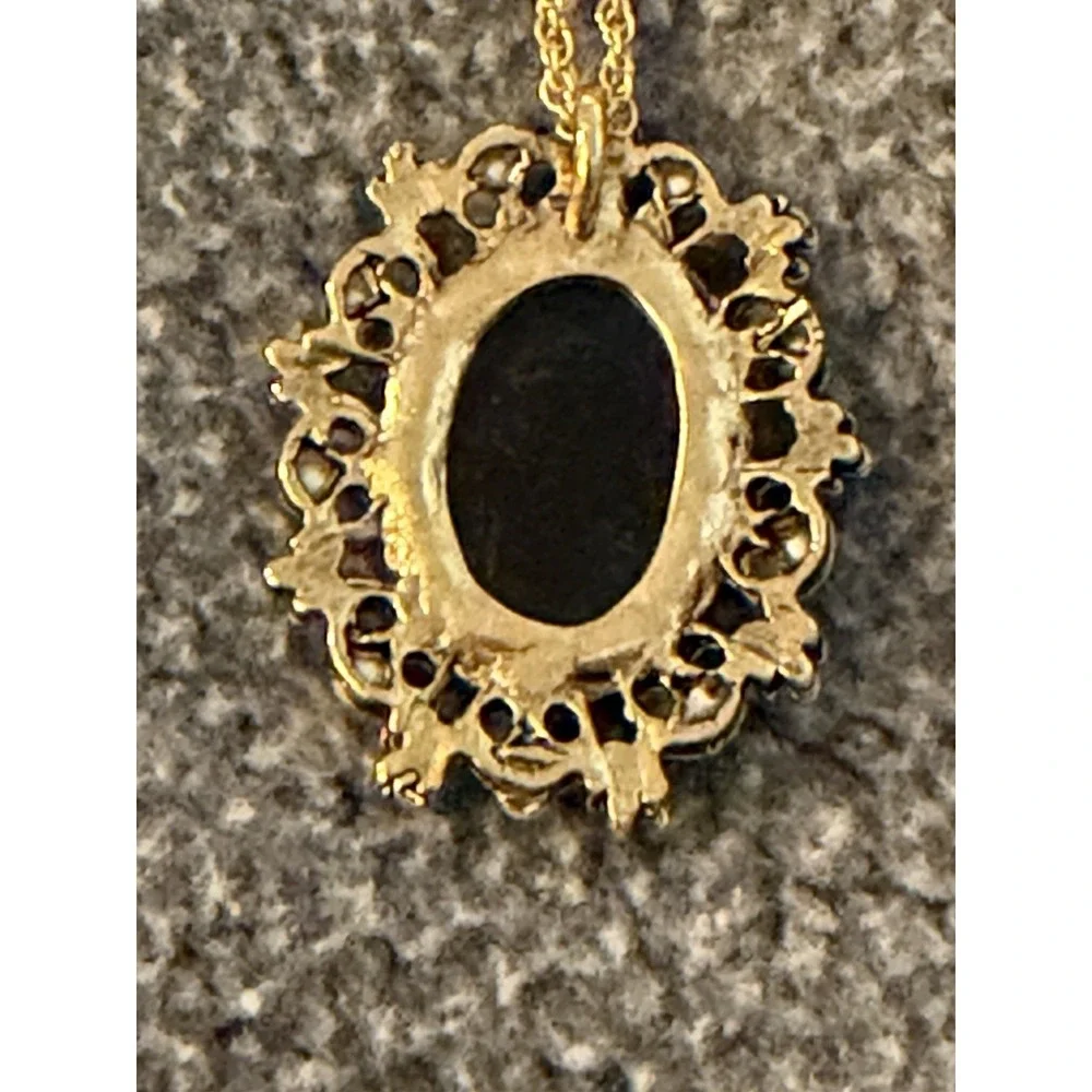 Floral Faux Cameo Vintage Classic Retro Gold Tone Pearl Pendant #362 - Picture 5 of 6